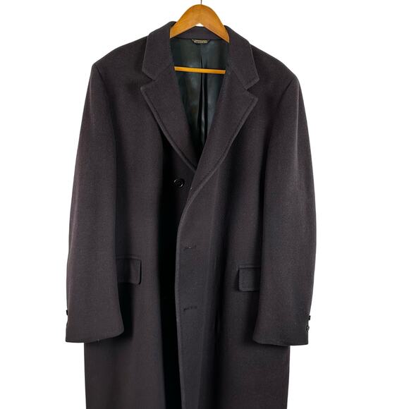 Vintage Wool Cashmere Blend Long Brown Trench Coat Mens Size 48 Reg - Picture 2 of 15